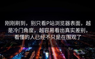 刚刚刷到，别只看P站浏览器表面，越是冷门角度，越容易看出真实差别，看懂的人已经不只是在围观了