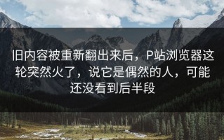 旧内容被重新翻出来后，P站浏览器这轮突然火了，说它是偶然的人，可能还没看到后半段