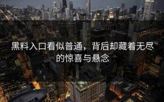 黑料入口看似普通，背后却藏着无尽的惊喜与悬念
