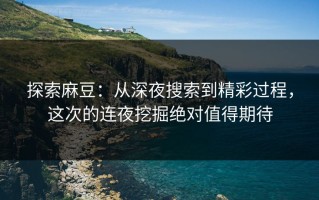 探索麻豆：从深夜搜索到精彩过程，这次的连夜挖掘绝对值得期待